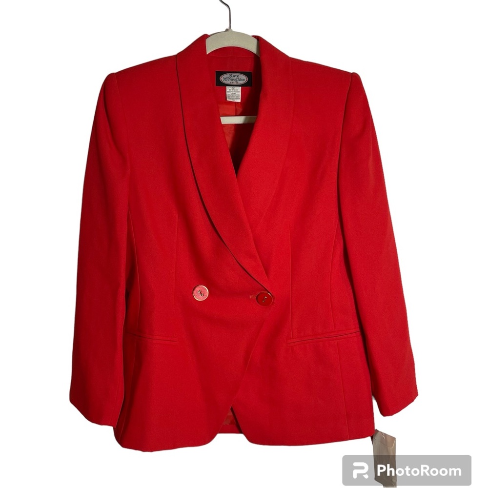 Vintage NOS red blazer double breasted with shoulder pads Kate McNaughton Petite